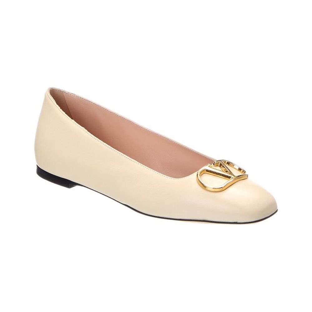 Valentino Vlogo Signature Leather Ballerina Flat